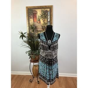 New Directions Women Dress PXL Boho Artsy Lagenlook Summer Sleeveless Pullover